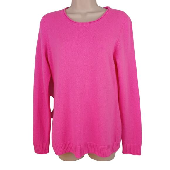 Talbots SZ S Pure Cashmere Crew Neck Sweater Bright Pink NWOT - Picture 2 of 7